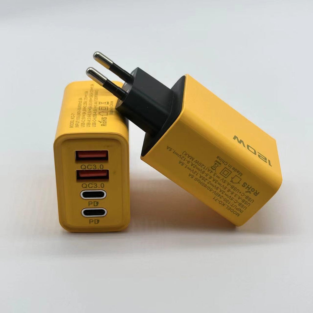 120W GaN Fast Charger – 4-Port Power Delivery Adapter (PD 3.0 + QC 3.0, USB-C & USB-A)