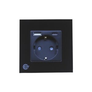 ONE TOUCH Smart Home Wall Socket (Black) With USB-A & USB-C Charging Ports
