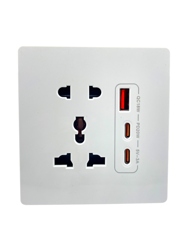 Smart Universal Wall Power Socket with USB & Type-C Ports