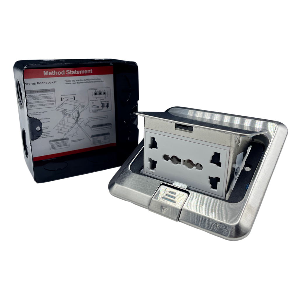 Premium Stainless Steel Pop-Up Floor Socket with Universal Power Outlet