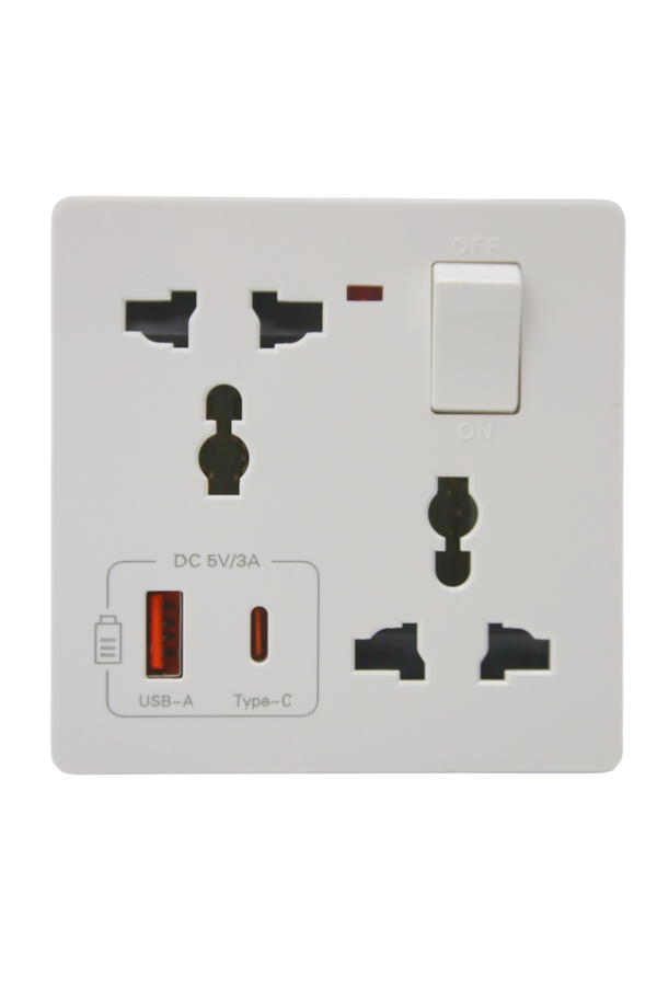 Universal Wall Socket with USB & C Port